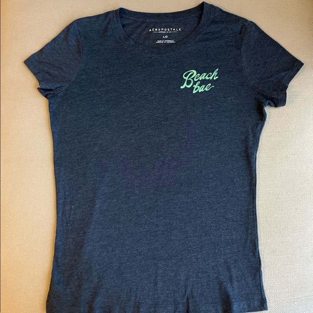 SZ L Aeropostale Beach Bae charcoal gray vintage  baby tee